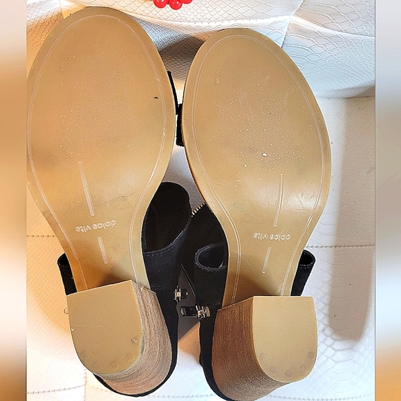 STYLISH OPEN TOE BLOCK HEEL SUEDE BOOTIE ZIPPER ACCENTS GREAT CONDITION - Picture 11 of 12